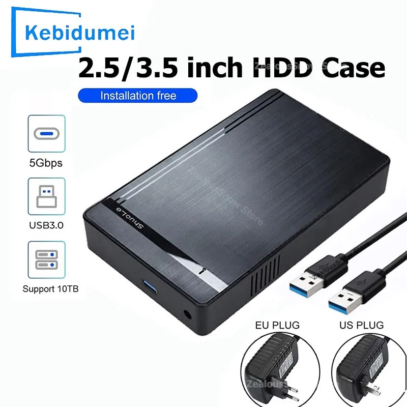 3.5 ''HDD Caso SATA para USB 3.0 Adaptador Gabinete de disco rígido externo para 2.5 "3.5" SSD Disk 450 Mb/s 10 TB HDD Case para PC Laptop