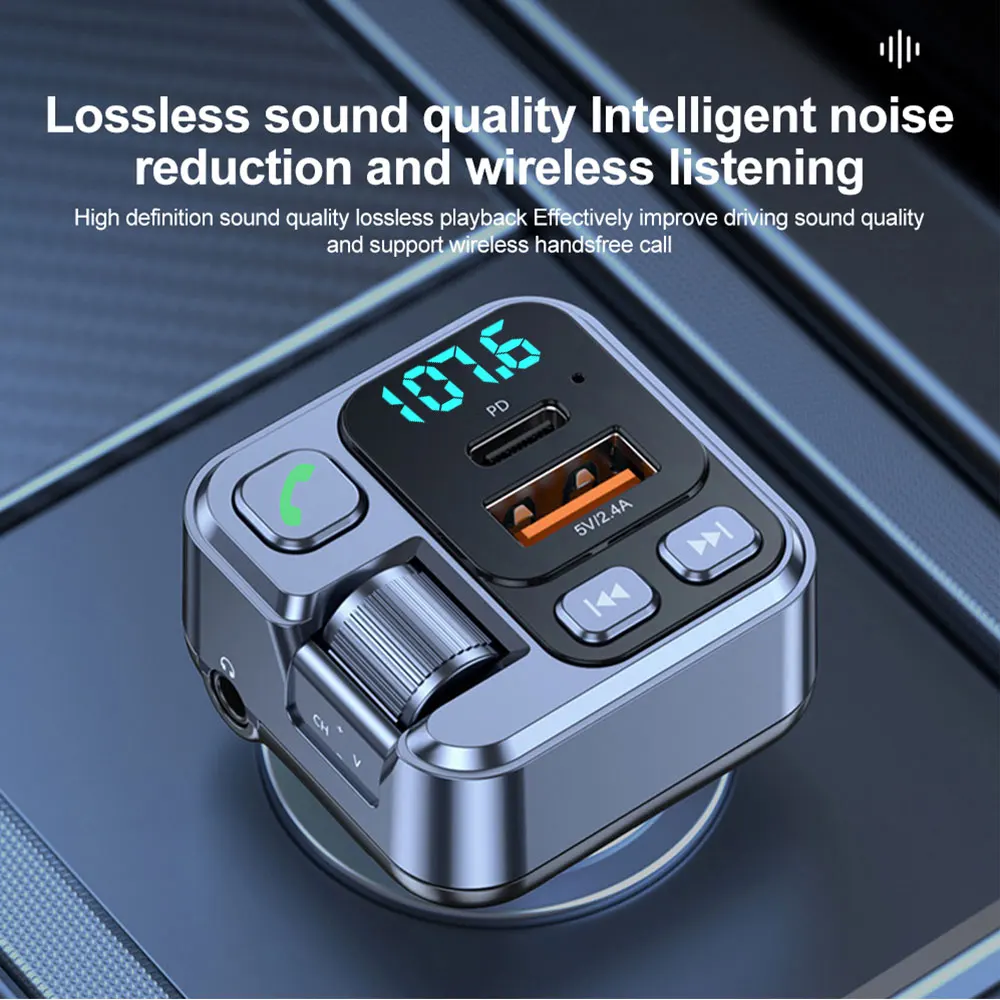 Bluetooth 5.1 transmissor fm carregador de carro 20w pd USB-C carregador rápido rádio do carro com microfone para chamada mãos livres sem fio mp3 player Bluetooth 5.1 transmissor fm carregador de carro 20w pd USB-C carregador rápido rádio do carro com microfone para chamada mãos livres sem fio mp3 player