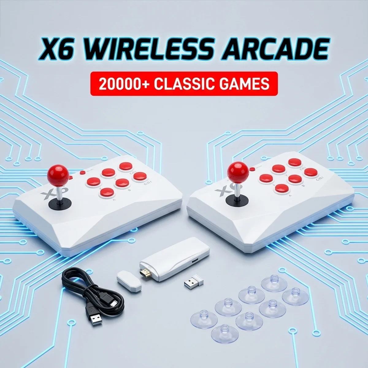 Console de Videogame Retro X6 com Controle Sem Fio 2.4G e 15000 Jogos Clássicos Integrados para Presentear Crianças