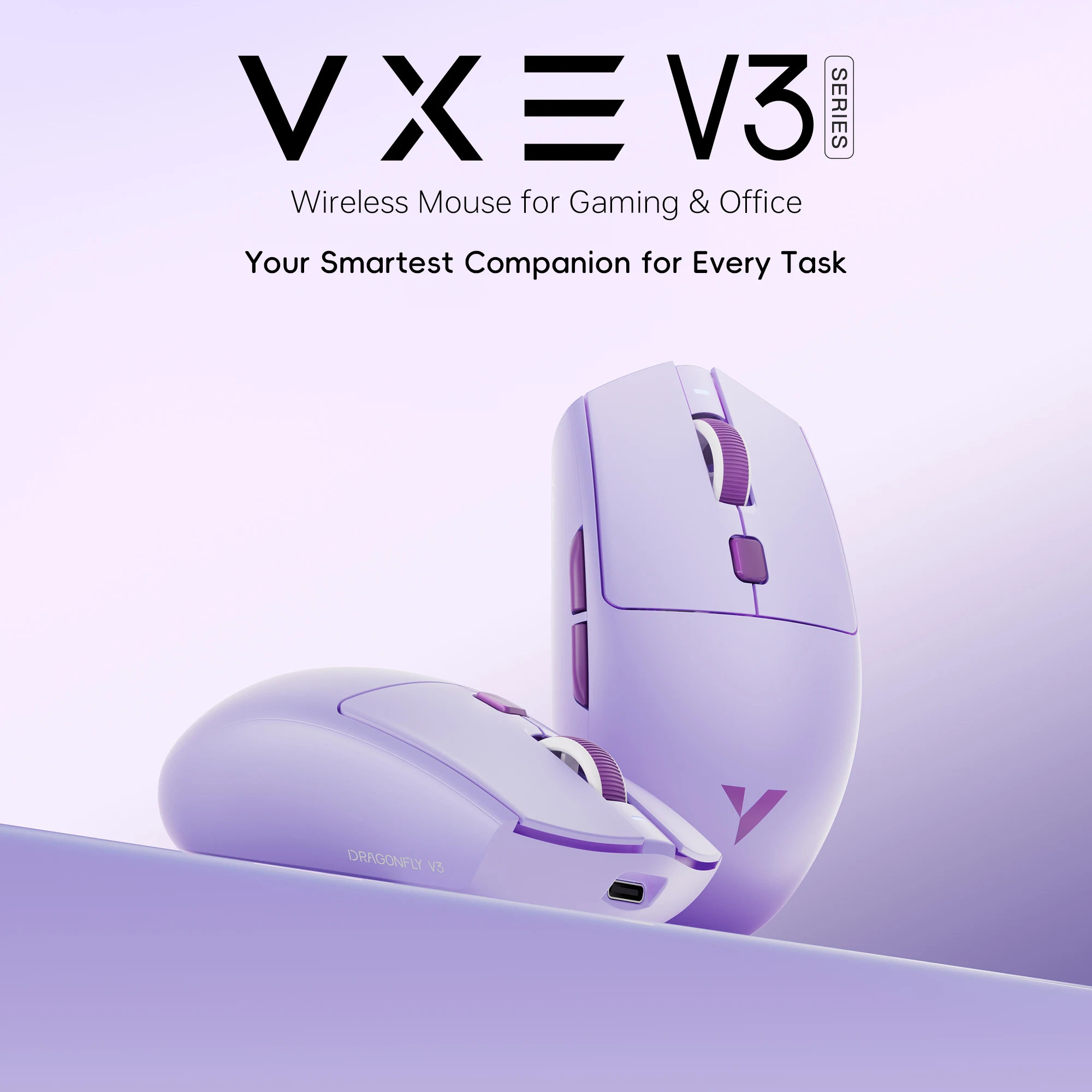 Mouse Gamer Bluetooth ATK VXE Dragonfly V3 PRO PAW3395SE 2.4G Sem Fio para E-sports Recarregável Leve Ergonômico