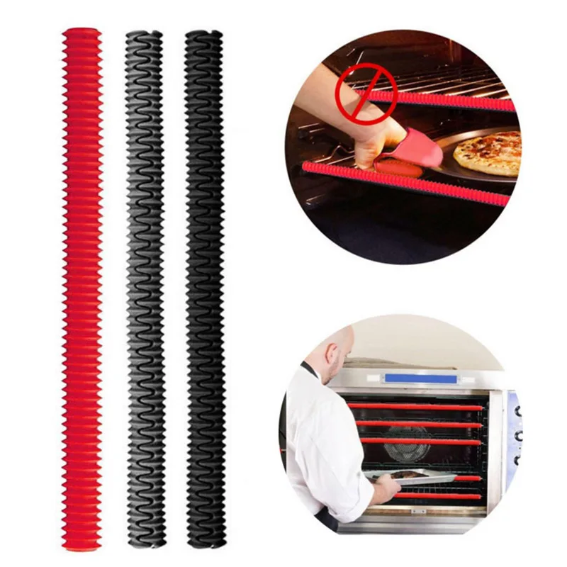 Silicone rosqueado resistente ao calor forno rack borda protetor guarda capa forno de microondas barra anti-quente cozinha acessórios de cozimento