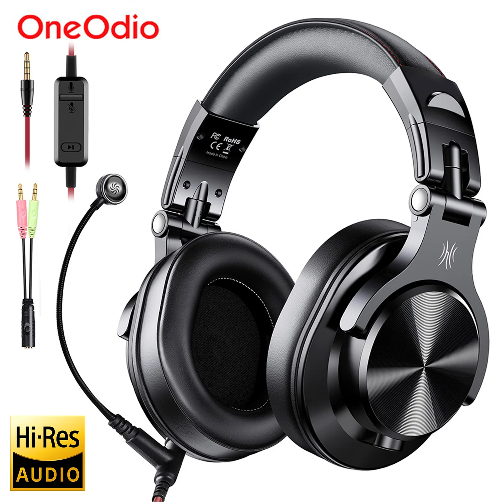 Oneodio A71 Headset Gamer com microfone, Gaming fone de ouvido com fio, Studio DJ Headphones, Stereo Over Ear, Hi-Res para PC, PS4, Xbox, One Gamer