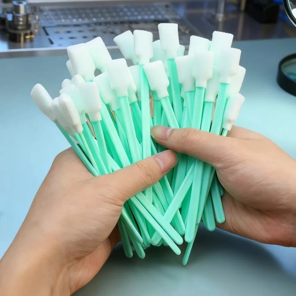 100 Unidades de Escovas de Limpeza para Câmeras Digitais Sem Poeira, Pontas de Fibra Não Solta Pelos, Cabos de Plástico, Esponjas de Limpeza Finas