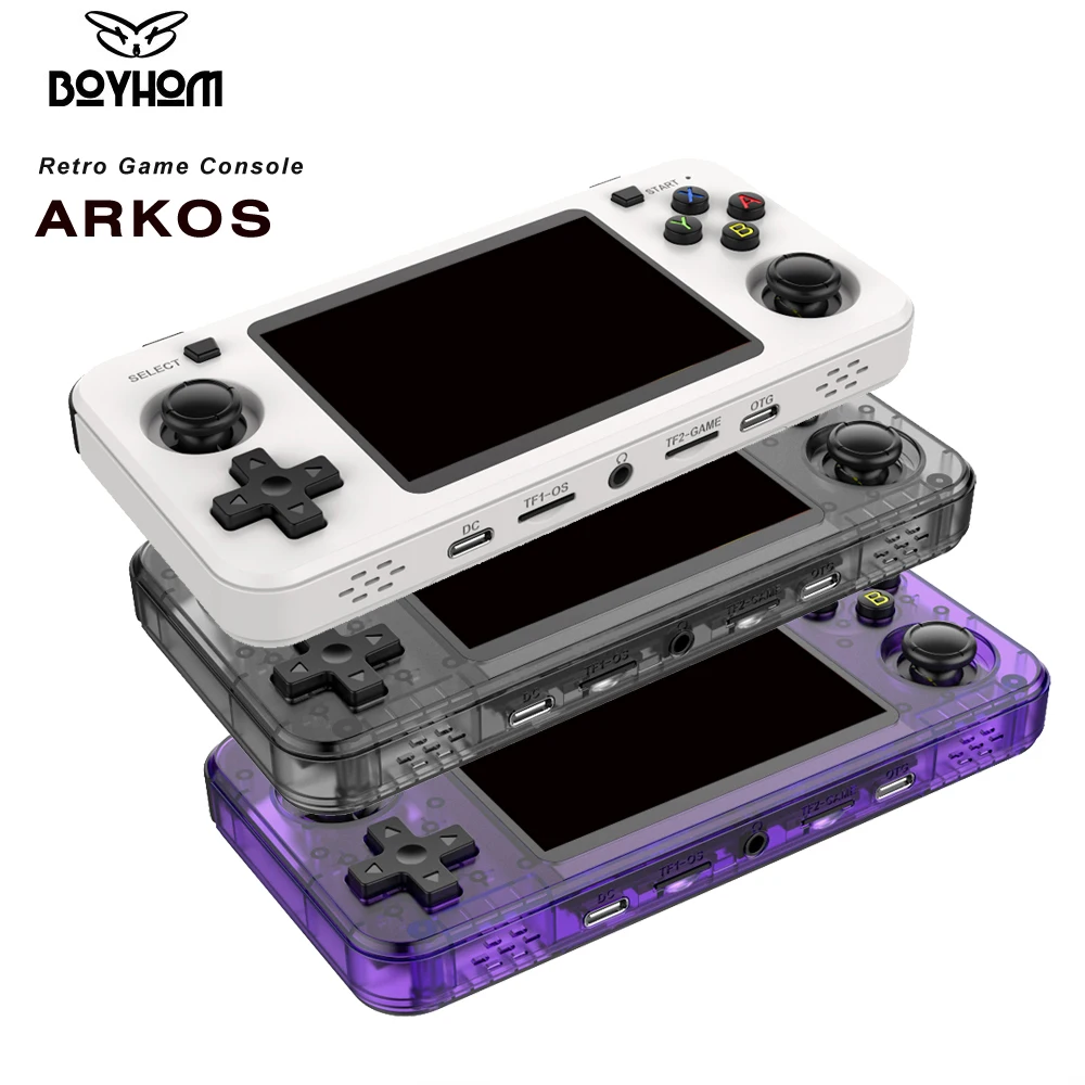 Console de jogos portátil BOYHOM com tela IPS de 3,5 polegadas, Linux RK3326, jogador de videogames retrô, 3000 mAh, 64G