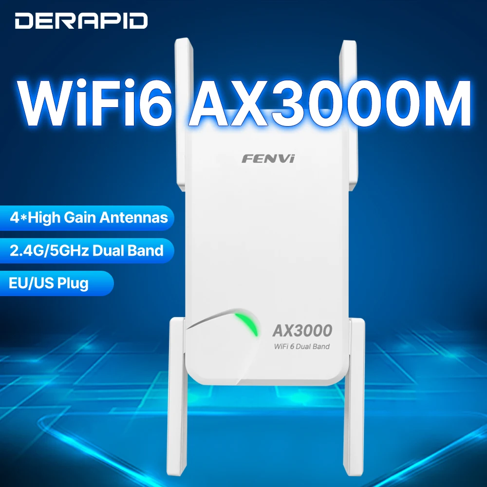AX3000 WiFi 6 Repetidor Roteador Wi-fi 6 Amplificador de sinal 5G 2.4G 802.11ac Gigabit Amplificador extensor WiFi de longo alcance WPS Fácil conjunto