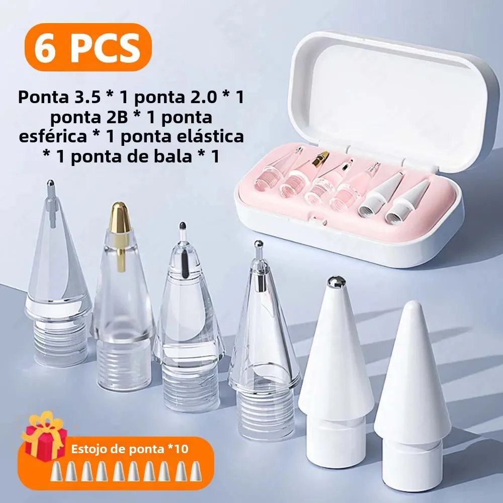 Pontas de lápis de substituição para apple pencil 1/2/3th apple pencil pro 4/6 peças 2b pontas macias para ipad pro pencil 1/2/3 stylus ponta fina