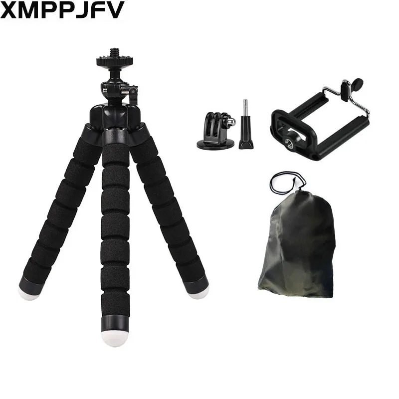 Flexível Mini polvo tripé, tripés pretos, acessórios para Go Pro 6, 5, 4, 3, YI, Eken, SJCAM, AKASO, Hero 12, 11, 10, 9, 8, 7