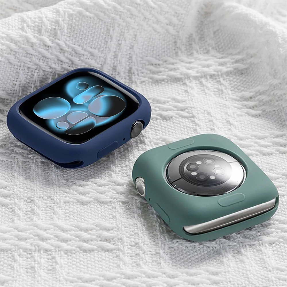 Capa de silicone macio para pulseira de Apple Watch 46mm 45 44 42mm 41 40mm Acessórios Protetor iWatch Series SE 12 11 10 9 8 7 6