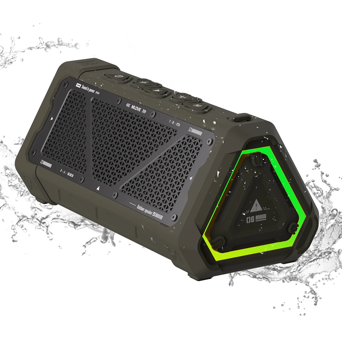 MLOVE P3 Alto-falante Bluetooth externo, alto-falante Bluetooth 5.3 com potência de saída de 40 W, som estéreo IPX7 à prova d'água, cartão Micro SD, luz RGB