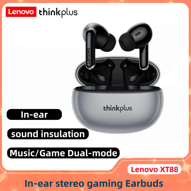 Fones de Ouvido Bluetooth Lenovo Thinkplus XT88 com Microfones Duplos, Redução de Ruído Estéreo, Earbuds HIFI com Toque