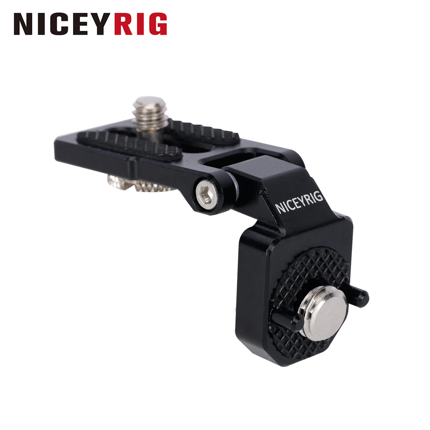 Suporte em L de Ângulo Reto NICEYRIG para Rosca ARRI com Ajuste de 180 Graus – Placa de Montagem Mini para Expansão de Acessórios de Vídeo