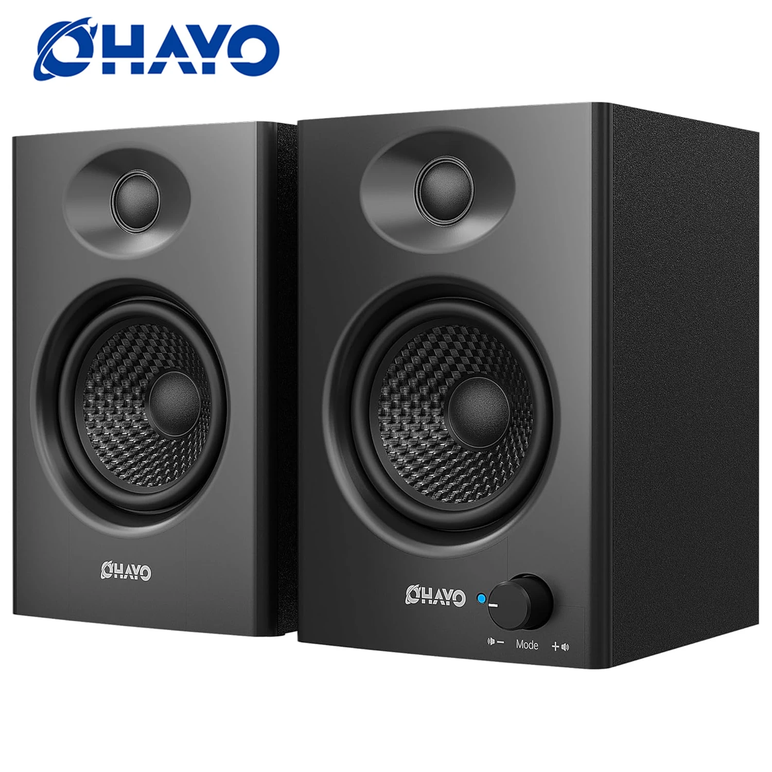OHAYO Alto-falantes de computador 60W para jogos de música, Bluetooth 5.3 ativo, alto-falantes estéreo 2.0 para PC de mesa ou laptop, entrada Aux RCA OHAYO Alto-falantes de computador 60W para jogos de música, Bluetooth 5.3 ativo, alto-falantes estéreo 2.0 para PC de mesa ou laptop, entrada Aux RCA