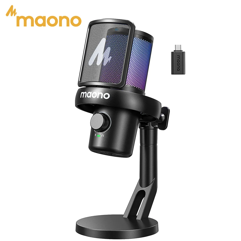 Microfone USB Sem Fio MAONO DM40 com Modificador de Voz AI e Redução de Ruído, Microfone Condensador para Jogos, Streaming, PC, Laptop e Gravação Microfone USB Sem Fio MAONO DM40 com Modificador de Voz AI e Redução de Ruído, Microfone Condensador para Jogos, Streaming, PC, Laptop e Gravação