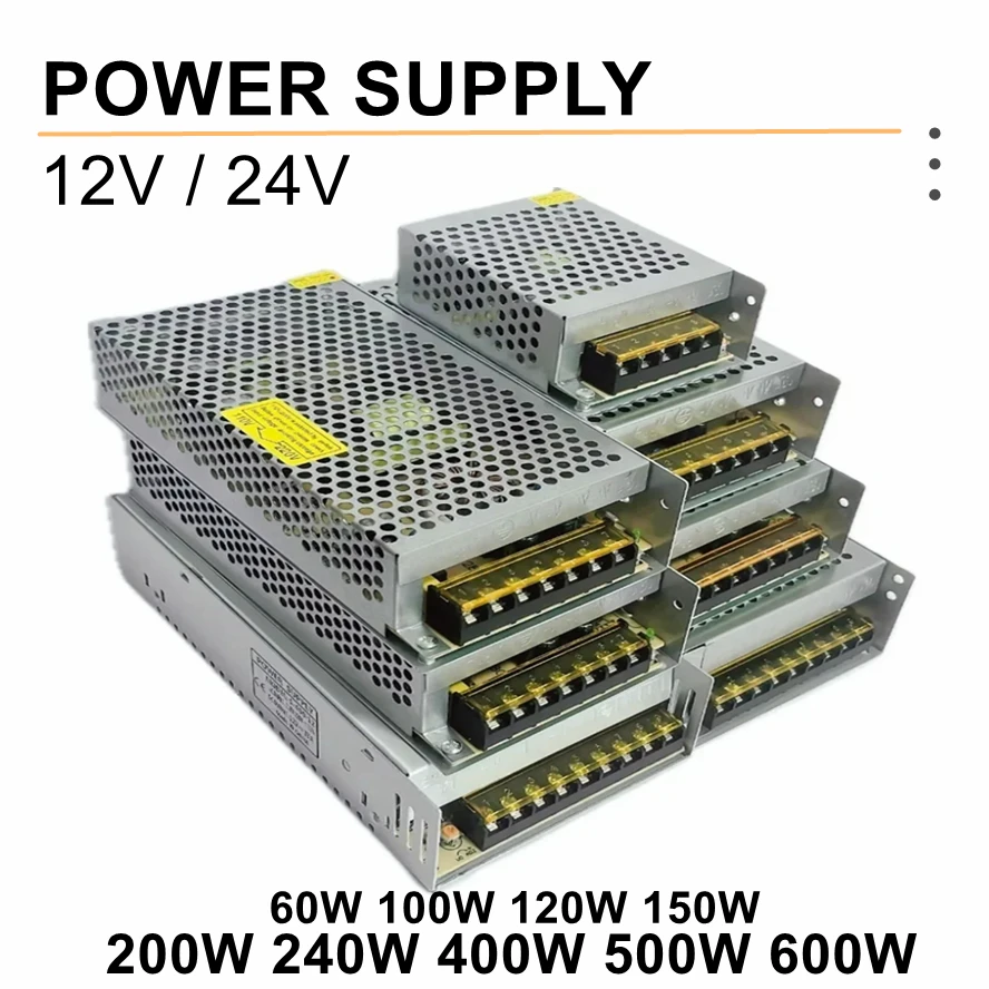 Transformadores de iluminação de energia total 12v/24v 5a 10a 20a 40a 110v 220v adaptador de fonte de alimentação para driver de interruptor de luz de tira led interna