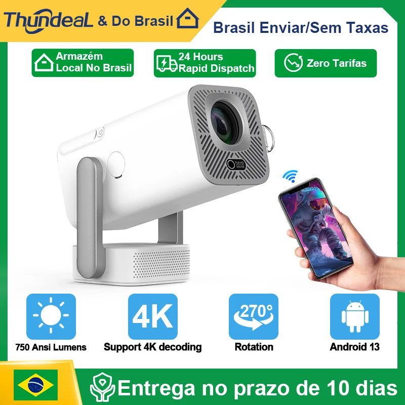 Projetores no brasil Projetor ThundeaL Full HD 1080P vídeo Compatível com 4K e 3D TD80Pro com WiFi e Android projetor portátil inteligente TD80W TD80 Pro para cinema em casa Para assistir filmes