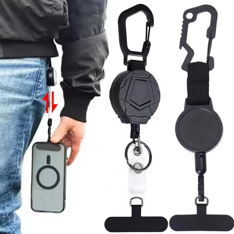 Suporte Retrátil Antifurto para Celular com Cordão de Segurança e Clipe de Cinto para Viagens ao Ar Livre