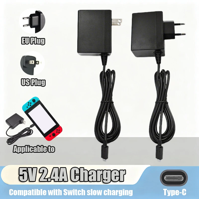 Carregador de Substituição Tipo-C 12W/39W para Console de Jogos Switch OLED Lite NS NX, Fonte de Alimentação USB-C AC 100-240V, Plugue US EU