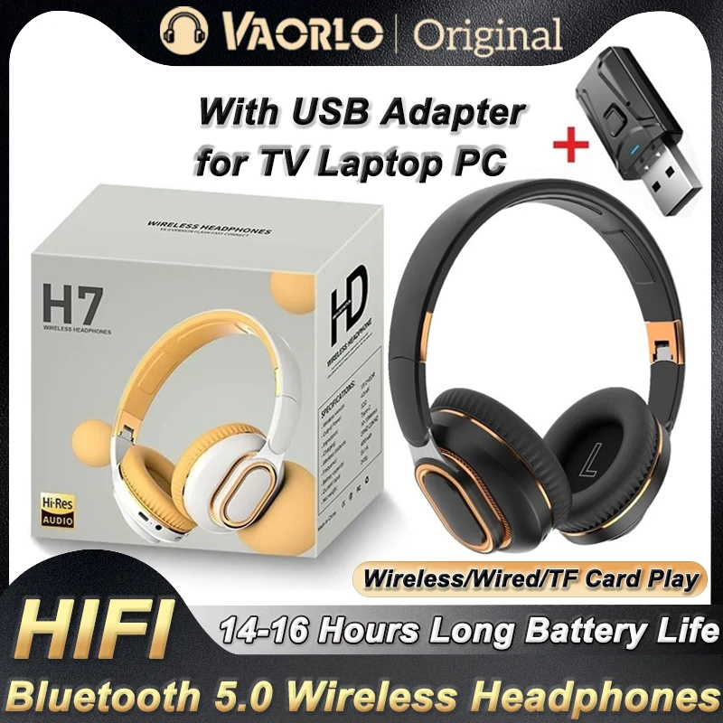 H7/h3 tv bluetooth fone de ouvido sem fio com microfone adaptador usb fone com cancelamento ruído estéreo dobrável baixo para tv fone de ouvido