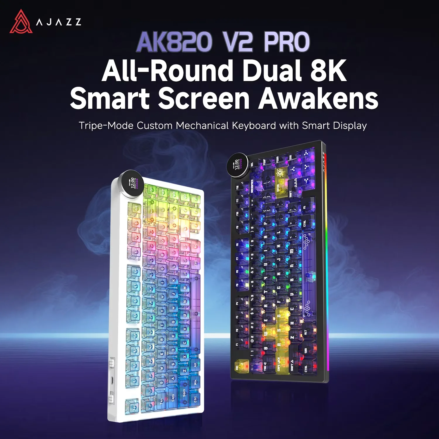 Teclado Mecânico Gamer AJAZZ AK820 V2 / AK820 V2 Pro 75% ABS 82 Teclas 10000mAh Sem Fio Tri-mode para Laptop PC Teclado Mecânico Gamer AJAZZ AK820 V2 / AK820 V2 Pro 75% ABS 82 Teclas 10000mAh Sem Fio Tri-mode para Laptop PC