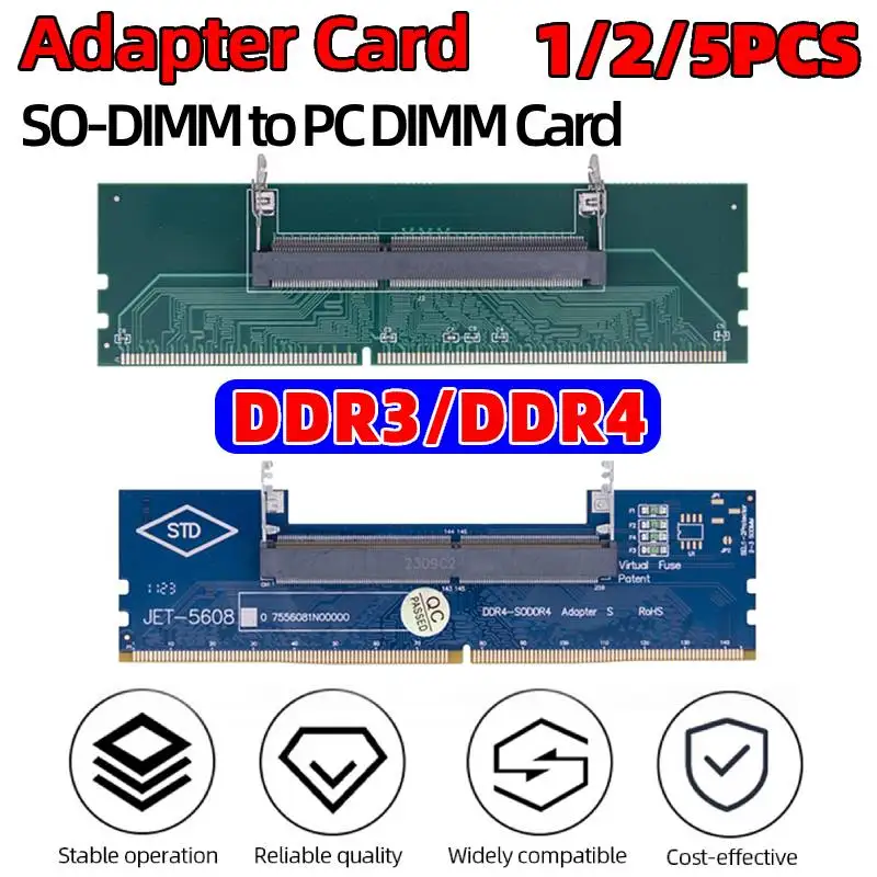 1-5 pces portátil para desktop adaptador de memória cartão ddr3 ddr4 SO-DIMM para pc placa dimm conector cartão memória vara ram conector adaptador