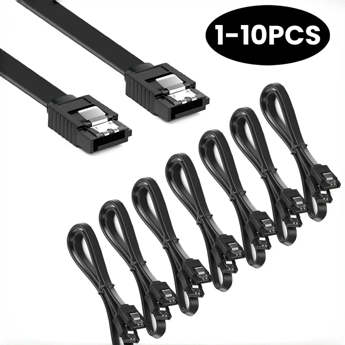 Cabo SATA 6Gbps, cabo SATA 3, cabo de dados para HDD/SSD, cabo SATA III de 7 pinos com trava de segurança para discos rígidos SATA HDD/SSD (1-10 unidades)