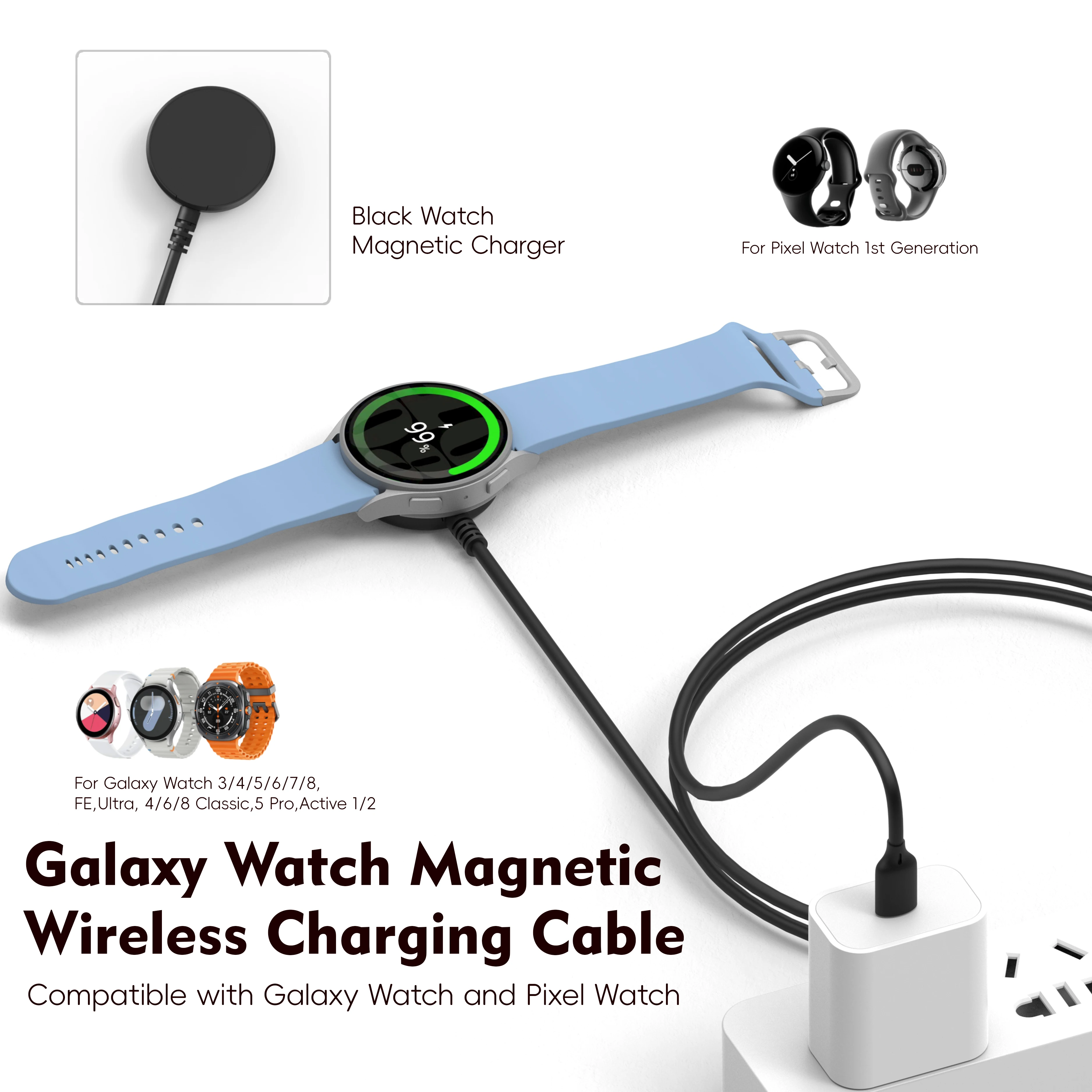 Carregador Whiress para Galaxy Watch, Cabo de Carregamento para Galaxy Watch 3/4/5/6/7/8 Ultra 4/6/8 Classic 5 Pro Active 1/2 Carregador Whiress para Galaxy Watch, Cabo de Carregamento para Galaxy Watch 3/4/5/6/7/8 Ultra 4/6/8 Classic 5 Pro Active 1/2