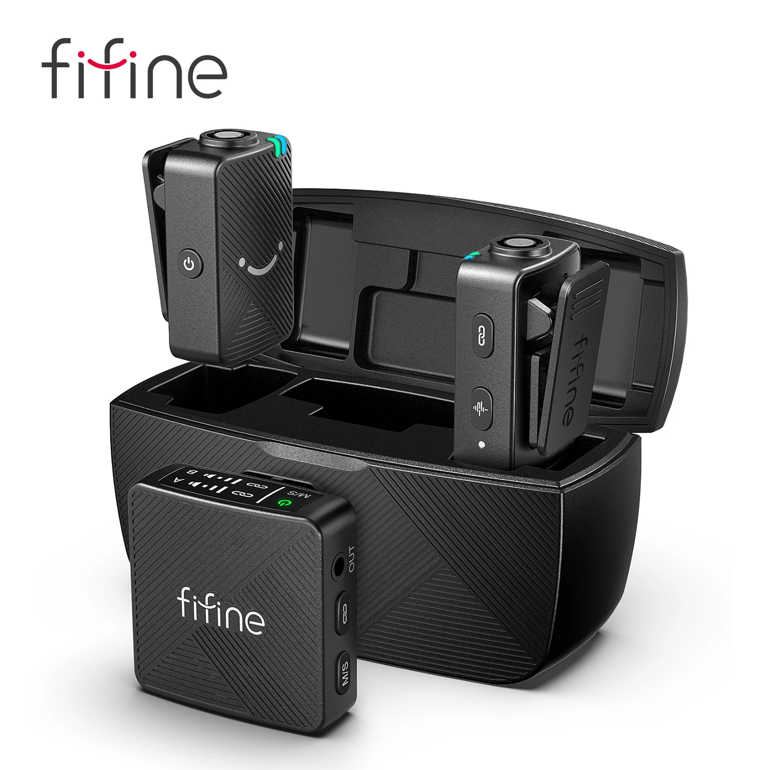 Microfone Lavalier Sem Fio FIFINE M9, Pacote com 2 Microfones de Lapela Sem Fio para Gravação de Vlog, Compatível com iPhone/Android/Câmera/Notebook Microfone Lavalier Sem Fio FIFINE M9, Pacote com 2 Microfones de Lapela Sem Fio para Gravação de Vlog, Compatível com iPhone/Android/Câmera/Notebook