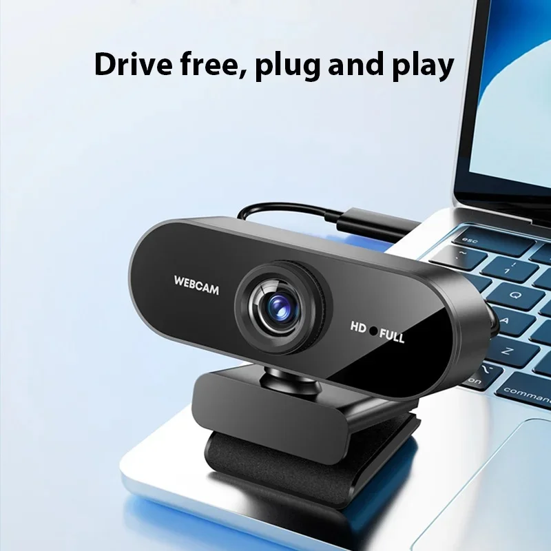 Câmera USB de Rede Preta Full HD 1080p com 360 Graus ° Microfone Rotativo para Laptop PC