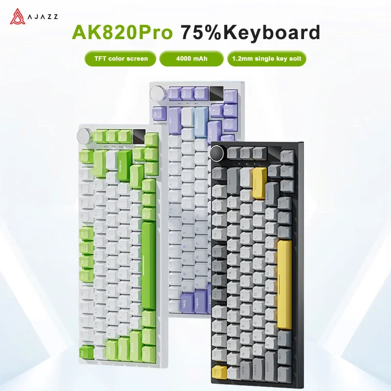 Teclado Mecânico Gamer Ajazz AK820 / AK820PRO com 82 Teclas, Conexão com Fio e Bluetooth 2.4GHz, Teclado Gamer Sem Fio com Gasket Personalizado para Laptop
