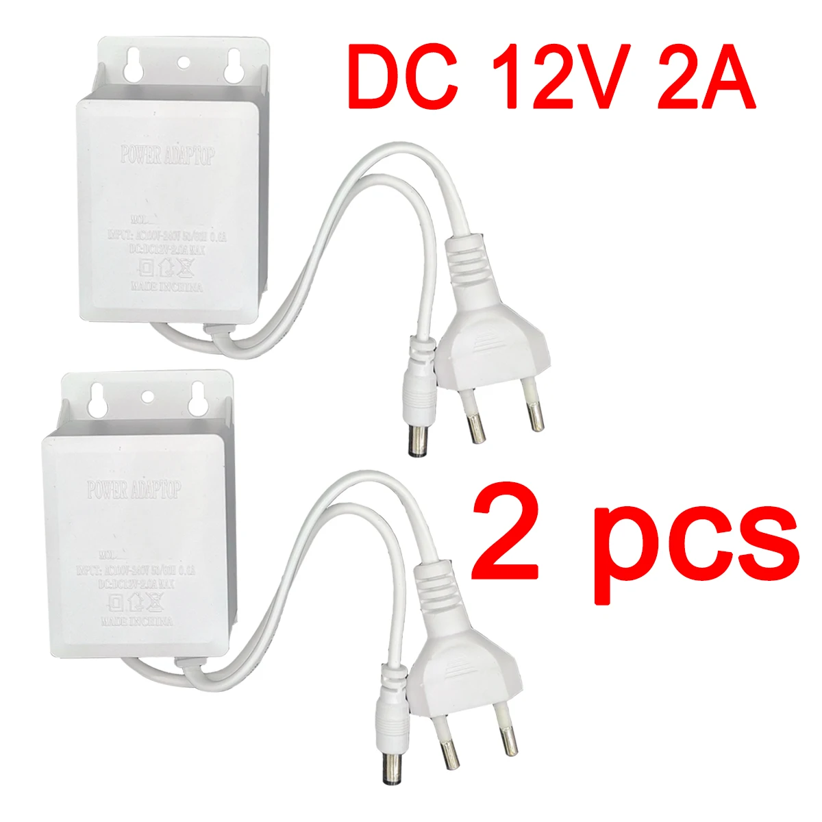 2 pces adaptador de alimentação ue ao ar livre à prova dwaterproof água ac 100-240v entrada dc 12v volts saída fonte carregador europa adaptador universal conversor