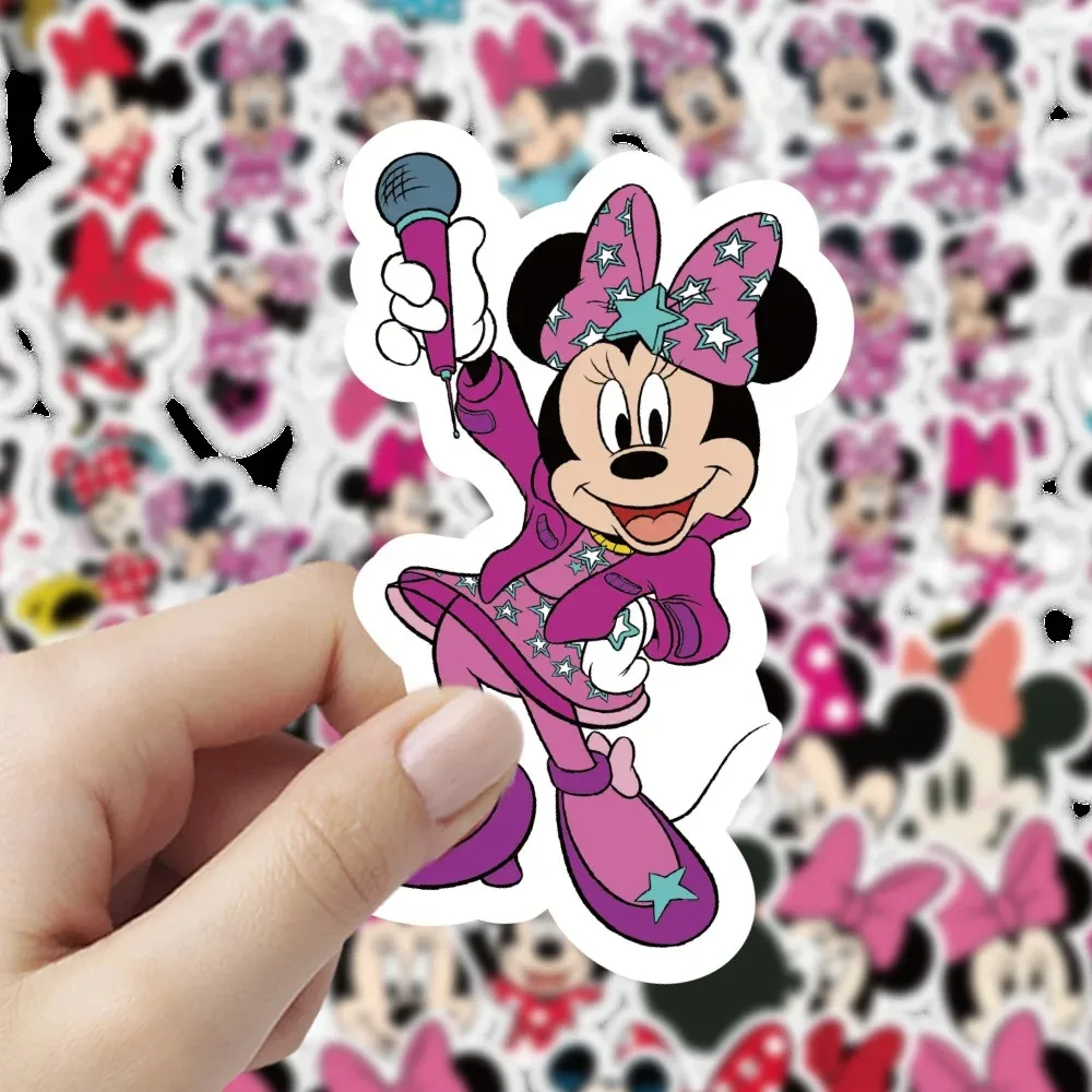 50 Adesivos de Desenho Animado da Minnie Mouse, Adesivos Fofos para Caderno, Telefone, Geladeira, Decoração de Parede, Adesivos Impermeáveis para Scrapbooking