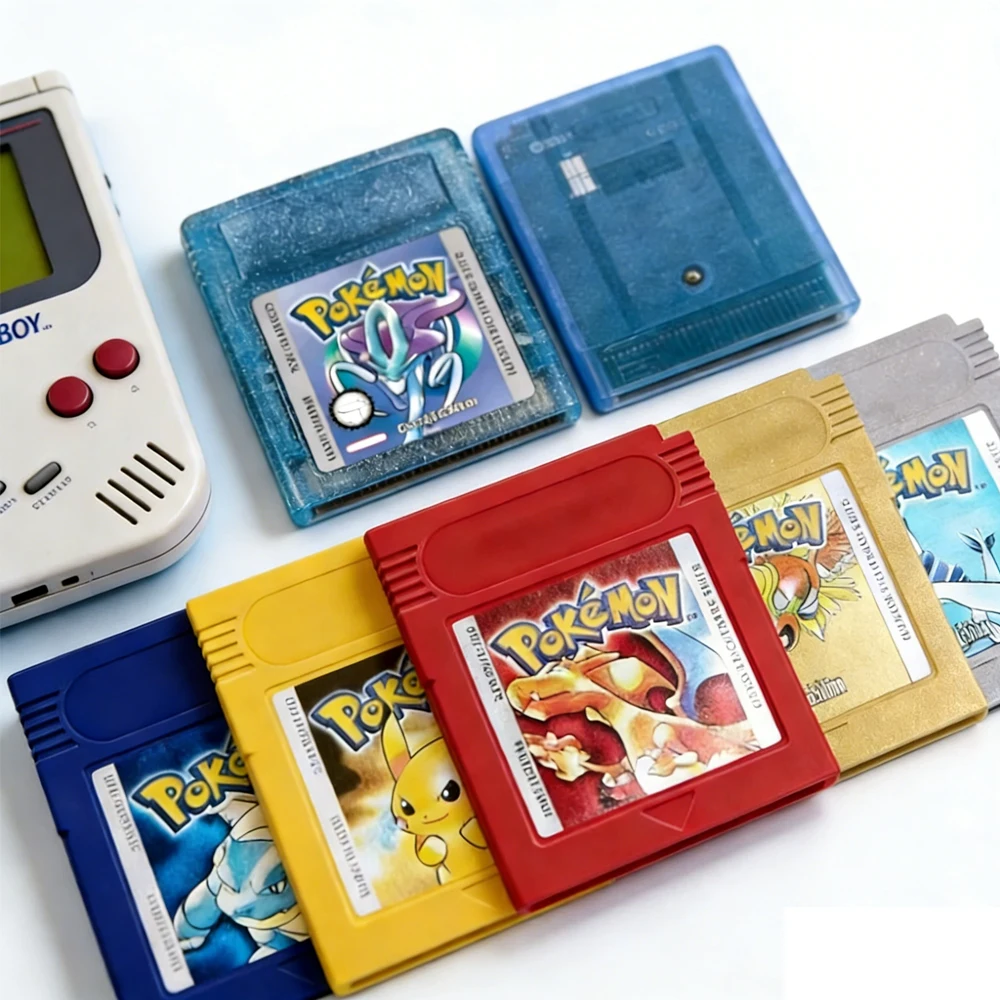 Novo cartão de jogo Pokémon Red Blue Crystal Golden Green Silver Yellow GBC, cartucho de jogo de vídeo de 16 bits, cartões de console para GB/SP.