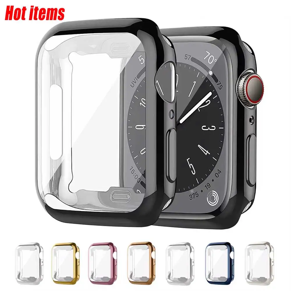 Capa para apple watch case 44mm 40mm 45mm 41mm 42mm 46mm 38mm protetor de tela silicone amortecedor iwatch série 3 4 5 6 se 7 8 9