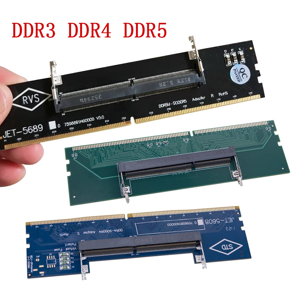 Adaptador de Memória DDR3 DDR4 DDR5 de Laptop para Desktop, Conversores SO-DIMM para PC, Conector de Memória RAM, Adaptador de Cartão DIMM