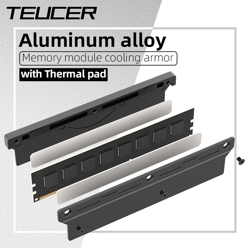 Teucer computador memória cooler radiador de alumínio aolly eficiente dissipação de calor ram colete para ddr2 ddr3 ddr4 com almofadas térmicas