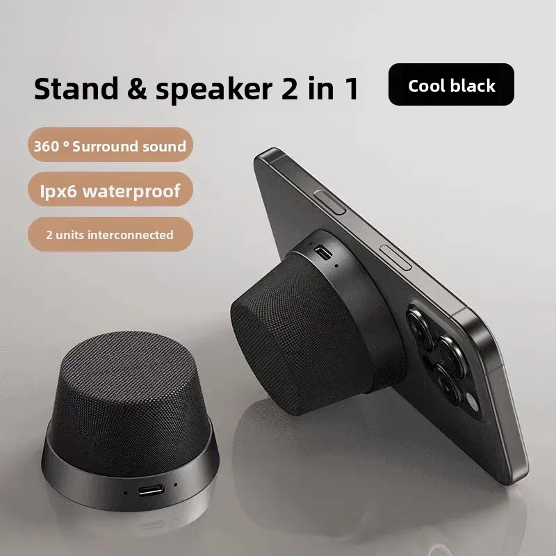 Mini Caixa de Som Sem Fio Multifuncional Bluetooth com Ímã Forte e Suporte Magnético de Tecido para Celular, Computador e Uso Externo