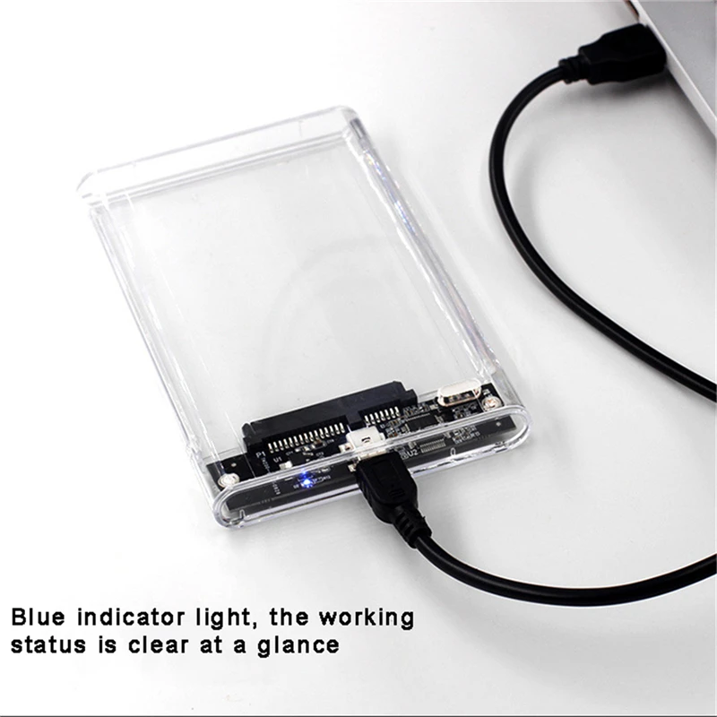 Caixa transparente para hdd, 2.5 espaços, ssd sata para usb2.0 tipo-c, adaptador portátil, caixa de disco rígido externo, sem ferramentas