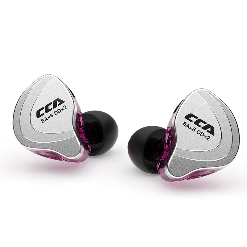 Fones de Ouvido HiFi CCA C10 com Tecnologia Híbrida 4BA+1DD, Fones de Ouvido Intra-auriculares para Música, DJ, Jogos e Esportes, Headset com Cancelamento Ativo de Ruído