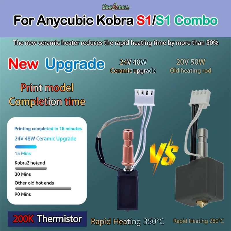Para anycubic kobra s1 hotend cerâmica nova atualização hotend para kobra s1 combo cabeça s1c impressora 3d 24v 48w 200k aquecimento rápido 300 ℃ Para anycubic kobra s1 hotend cerâmica nova atualização hotend para kobra s1 combo cabeça s1c impressora 3d 24v 48w 200k aquecimento rápido 300 ℃