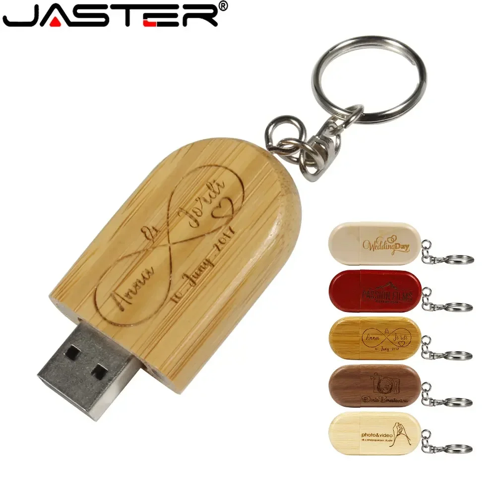 Jaster de madeira usb 2.0 flash drives 128gb logotipo personalizado gratuito pen drive 64gb 32gb com chaveiro memória vara presente do negócio u disco