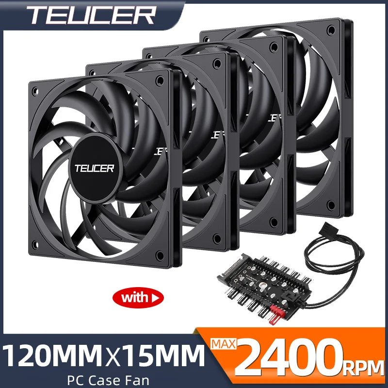 Teucer UT-12015 ultrafino 15mm de espessura 12cm ventilador de chassi 12v/4 pinos pwm fbd rolamento pc caso ventilador de refrigeração 1-10 peças com hub