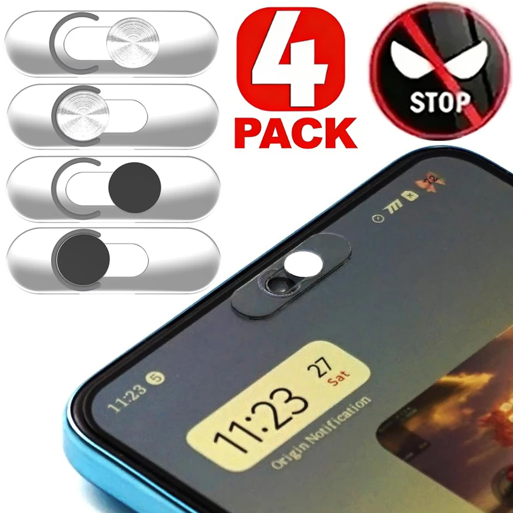 Capa de Proteção de Privacidade para Câmera em Metal (4-1 Peças) para Samsung, iPad, Celular, Laptop - Capa Ultrafina para Lente de Webcam, Adesivo Antiespionagem de Privacidade