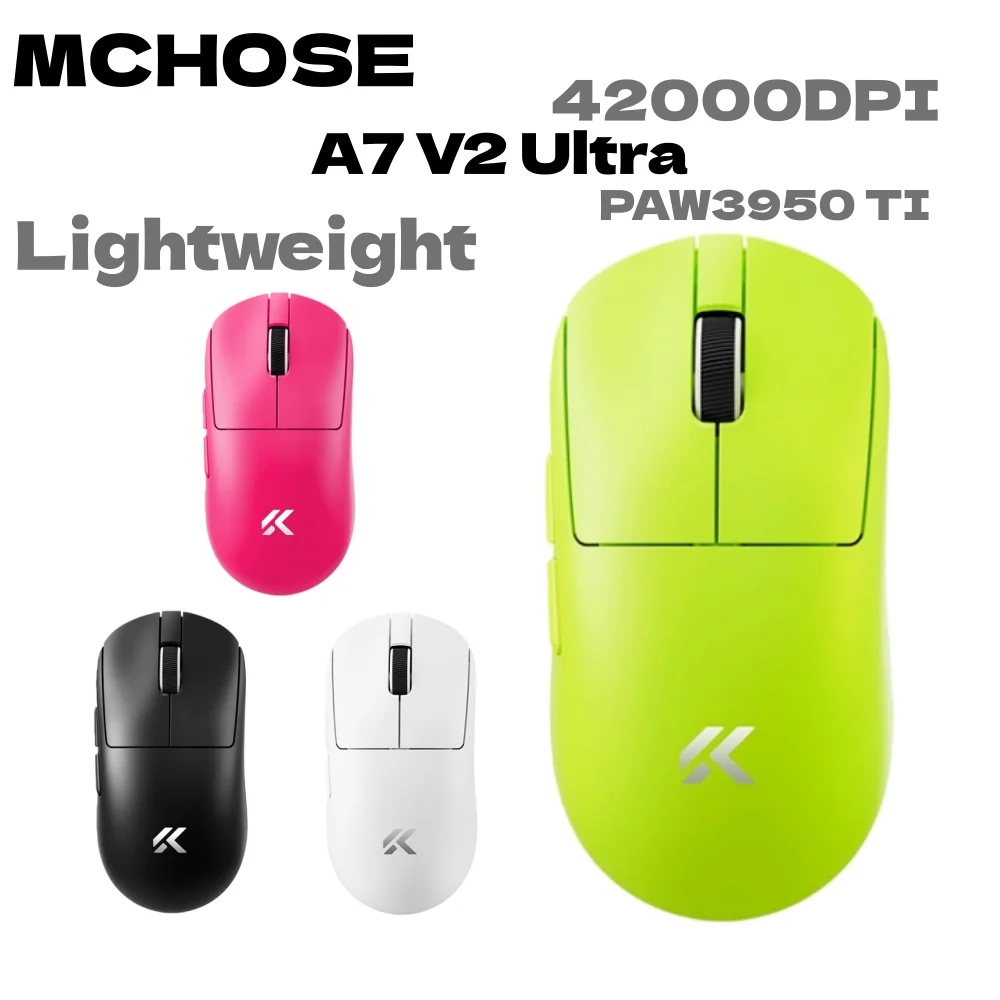 NOVO Mouse Gamer MCHOSE A7 V2 Sem Fio Bluetooth Tri-modo Ergonômico Leve 8K Personalizado Acessório para PC Presentes