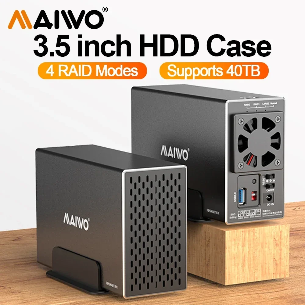 Gabinete MAIWO para HDD de 3,5 Polegadas, Case SATA RAID, Estação de Acoplamento para Disco Rígido de Duas Baías para Disco Rígido Externo de 2,5/3,5 Polegadas