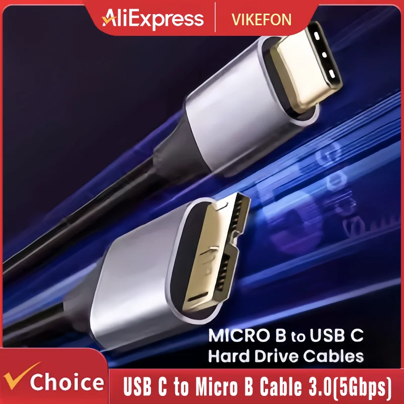 Cabo USB C para Micro B Cabos de disco rígido Trançado USB 3.0 Tipo C Macho para Micro B Macho Cabo para MacBook Toshiba Canvio