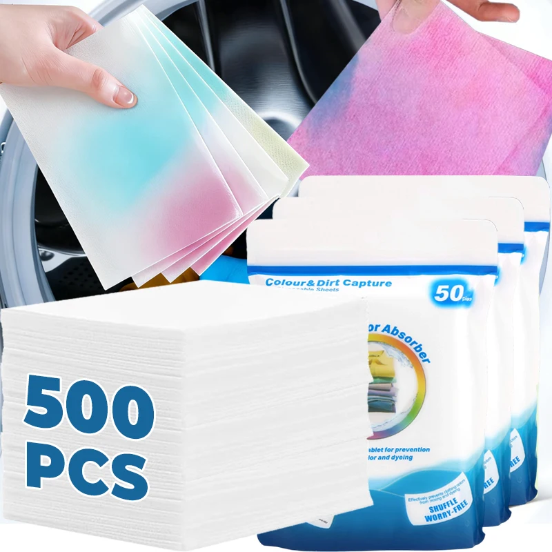 Folhas Absorventes de Cor para Máquina de Lavar Roupa, Anti-Manchas, em Tecido Não Tecido, para Prevenção de Tingimento e Captura de Cores