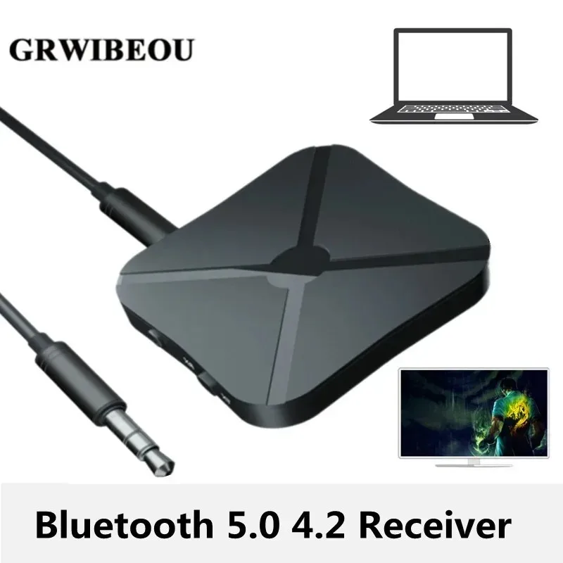 GRWIBEOU Adaptador Bluetooth 5.0 4.2 Receptor e Transmissor de Áudio Estéreo Sem Fio RCA 3.5MM AUX Jack para Caixa de Som TV Carro PC