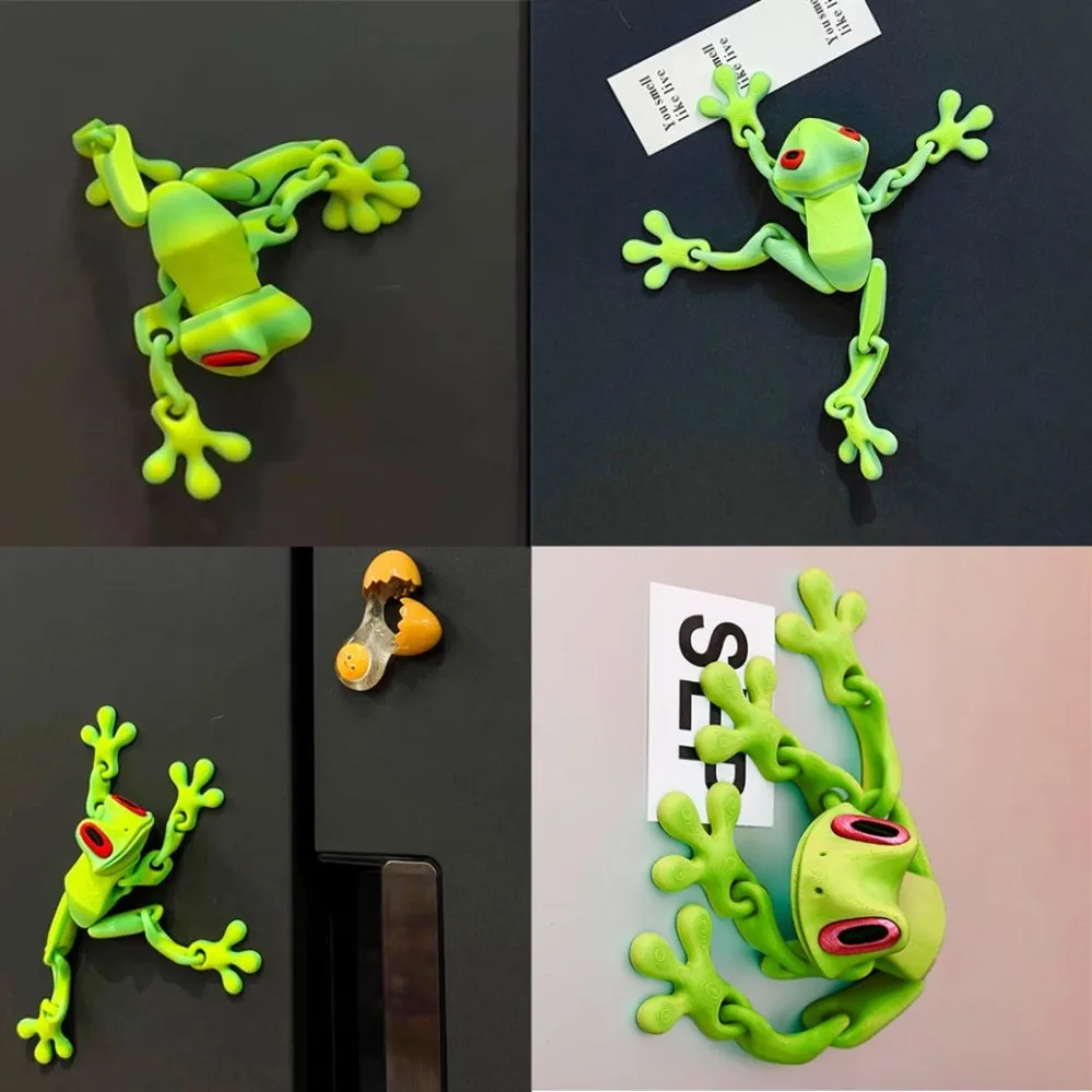 Conjunto de ímãs de geladeira de sapo 3D criativo engraçado design realista adesivos de quadro branco fofos decalques de decoração de cozinha Conjunto de ímãs de geladeira de sapo 3D criativo engraçado design realista adesivos de quadro branco fofos decalques de decoração de cozinha