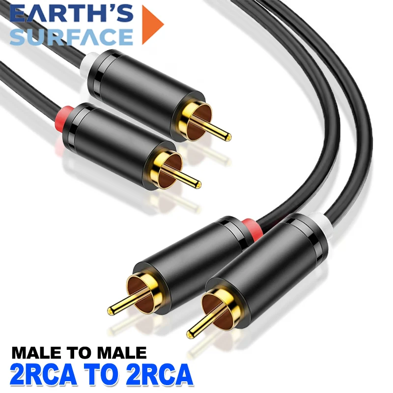 Cabo rca duplo estéreo de alta fidelidade 2 rca para 2 rca macho para macho cabo de áudio aux para hdtv home theater dvd amplificador rca cabos banhados a ouro