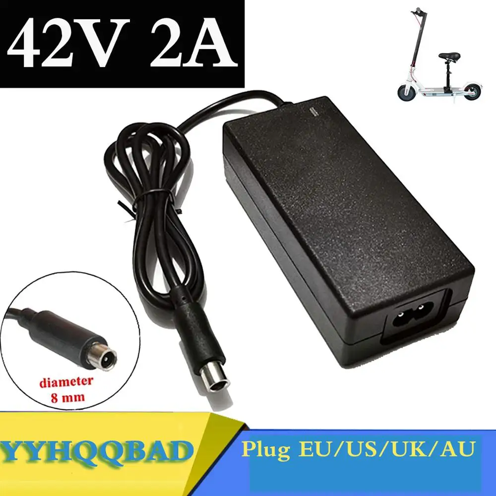 Carregador de bateria 42V 2A para scooter, adaptador de fonte de alimentação, compatível com Xiaomi Mijia M365, acessórios para scooter elétrica e skate.